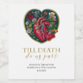 Bis der Tod uns Teil des Herzens Halloween Gold Weinetikett (Einzelnes Label)