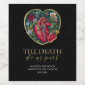 Bis der Tod uns Teil des Herzens Halloween Gold Weinetikett (Einzelnes Label)