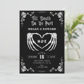 Bis der Tod uns Teil erhalten Schädel Hochzeit Einladung (Stehend Vorderseite)