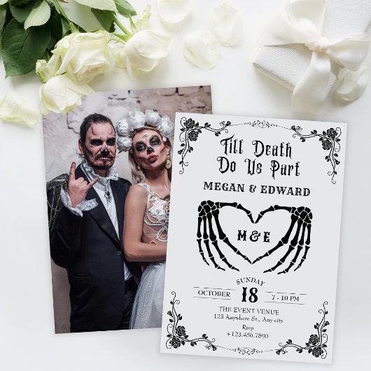Bis der Tod uns Teil erhalten Schädel Hochzeit Einladung