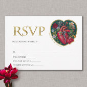 Bis der Tod uns Teil Goth Heart Gold Halloween RSVP Karte