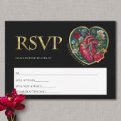 Bis der Tod uns Teil Goth Heart Gold Halloween RSVP Karte
