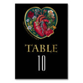 Bis der Tod uns Teil Goth Heart Gold Halloween Tischnummer (Rückseite)