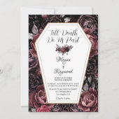 Bis der Tod uns Teil macht | Black Dark Goth Weddi Einladung (Vorderseite)