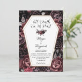 Bis der Tod uns Teil macht | Black Dark Goth Weddi Einladung (Stehend Vorderseite)