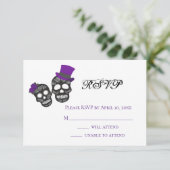 Bis der Tod uns Teil macht | Lila Hochzeit RSVP Karte (Stehend Vorderseite)