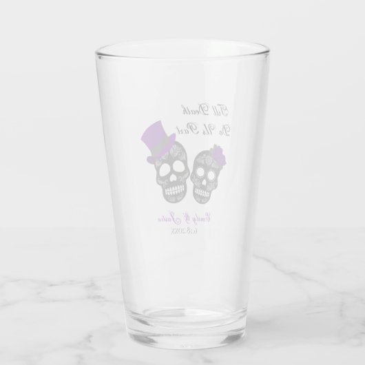 Bis der Tod uns Teil macht | Lila Hochzeitsgeschen Glas (Rückseite)