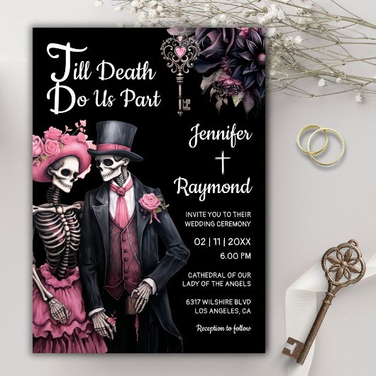 Bis der Tod uns Teil macht | Skeletts Gothic Weddi Einladung