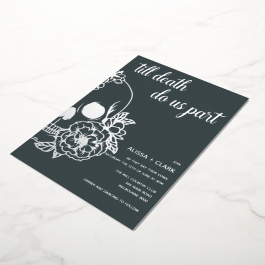 Bis der Tod uns Teil moderner Schädelhochzeit Folieneinladung (Gedreht)