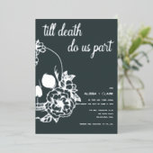 Bis der Tod uns Teil moderner Schädelhochzeit Folieneinladung (Stehend vorne)