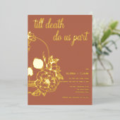 Bis der Tod uns Teil moderner Schädelhochzeit Folieneinladung (Stehend vorne)
