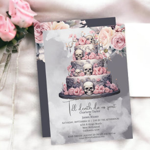 Bis der Tod uns Teil Schädel Hochzeitskuchen Einladung