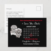 Bis der Tod uns Teil Skulls Red Black Wedding mach Ankündigungspostkarte (Vorne/Hinten)