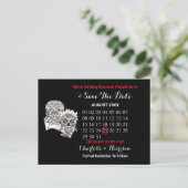 Bis der Tod uns Teil Skulls Red Black Wedding mach Ankündigungspostkarte (Stehend Vorderseite)