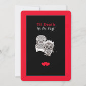 Bis der Tod uns Teil Skulls Red Black Wedding mach Einladung (Rückseite)