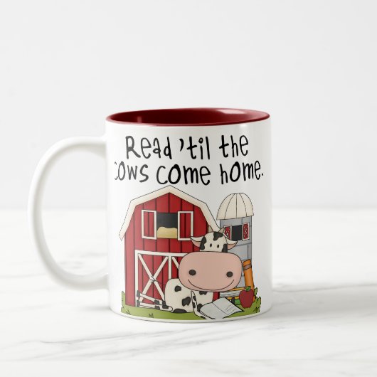 Bis die Kühe kommen Zuhause Zweifarbige Tasse (Links)