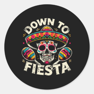 Bis Fiesta Funny Mexiko Party Fiesta Skull Ci Runder Aufkleber