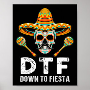 Bis Fiesta Funny Mexiko Party Skull Funny Cin Poster