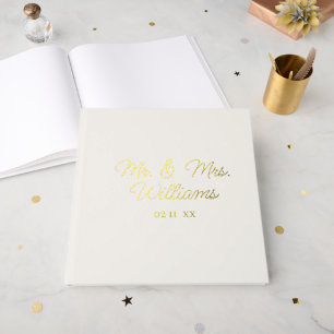 Bis für immer Mr. Mrs. Luxe Gold Ecru Wedding Gästebuch
