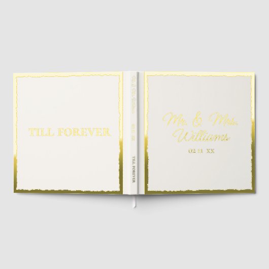 Bis für immer Mr. Mrs. | Luxe Gold Edge Ecru Weddi Gästebuch (Voll)