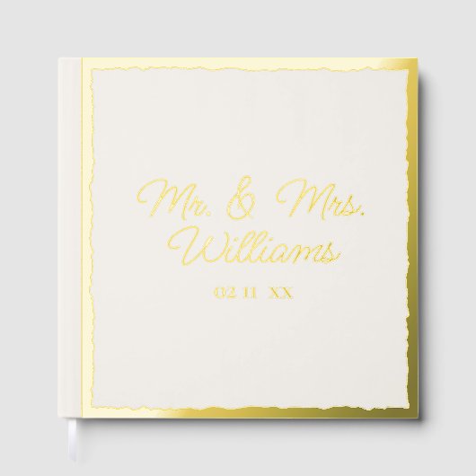 Bis für immer Mr. Mrs. | Luxe Gold Edge Ecru Weddi Gästebuch (Vorderseite)