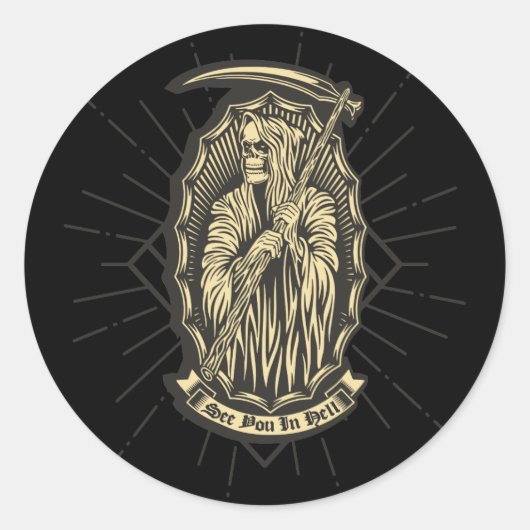 Bis in die Hölle Runder Aufkleber (Vorderseite)