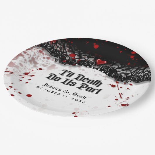 Bis Tod tun Sie uns die Wedding Pappteller (Schrägansicht)