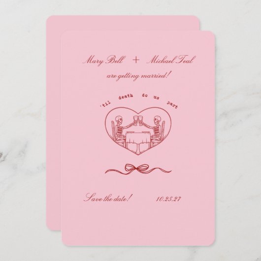 BIS TOD UNS SAVE THE DATE MINIMALISTISCHEN EINLADUNG (Vorne/Hinten)