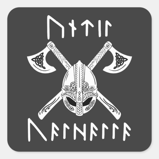 Bis Valhalla in Norse Rune Quadratischer Aufkleber (Vorderseite)