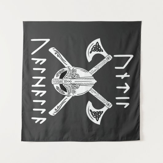 Bis Valhalla in Norse Rune Wandteppich (Vorderseite (Horizontal))