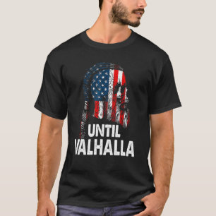 Bis Valhalla Skull US Flag Wiking Nordic Mytho T-Shirt