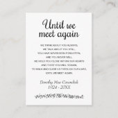 Bis wir wieder Beerdigung Gedicht Foto Gedenkstätt Begleitkarte (Vorderseite)