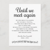 Bis wir wieder Beerdigung Gedicht Memorial treffen Postkarte (Vorderseite)