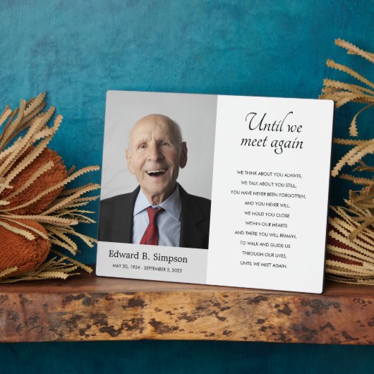 Bis wir wieder Gedenkgedicht mit Foto treffen Fotoplatte (Seite)