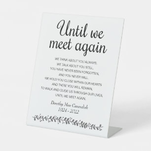 Bis wir wieder Gedicht Memorial Service treffen Sockelschild