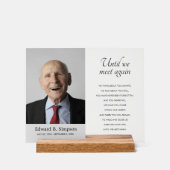 Bis wir wieder Memorial Service mit Foto treffen Acrylschild (Vorderseite)