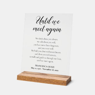 Bis wir wieder Memory Gedicht mit Namen treffen Acrylschild