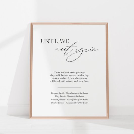 Bis wir wieder sehen Gedenktafel der Hochzeit Poster