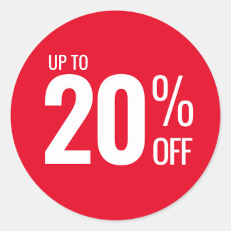 Bis zu 20 % Rabatt (zwanzig) beim Verkauf kleiner  Runder Aufkleber