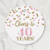 Bis zu 40 Jahre Gold Pink Confetti Geschenkanhänger (Rückseite)