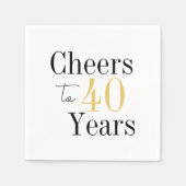 Bis zu 40 Jahre Minimales Black Gold Party Serviette (Vorderseite)