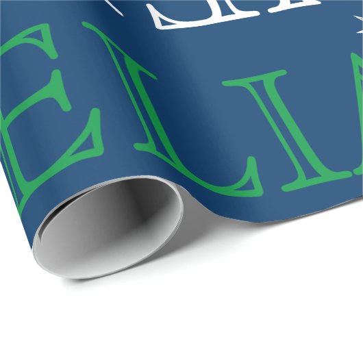 Bis zu 6 Buchstaben Name oder Text Weihnachten Bla Geschenkpapier (Rolleneckpunkt)