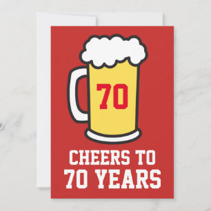 Bis zu 70 Jahre Bier 70. Party Einladung