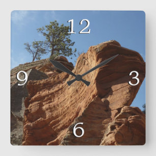 Bis zu Angels Landing im Zion National Park Quadratische Wanduhr