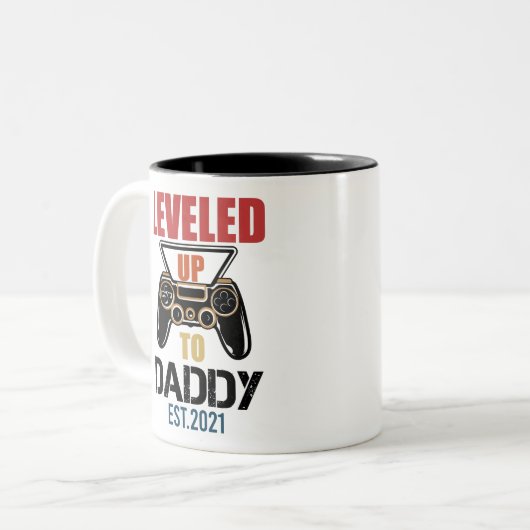 Bis zu Daddy Est 2021 Shirt Vater T - Shirt Zweifarbige Tasse (Vorderseite Links)
