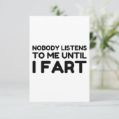 Bis zu meiner Furz hört mir niemand auf Dankeskarte (Stehend Vorderseite)
