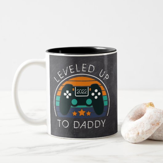 Bis zum Daddy First Vatertag Gamer Zweifarbige Tasse (Mit Donut)