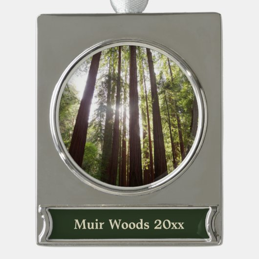 Bis zum Redwoods am Morgen Banner-Ornament Silber (Vorderseite)