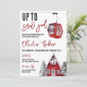 Bis zum Schnee gut! Ski, Winterspass, Bachelorette Einladung (Stehend Vorderseite)