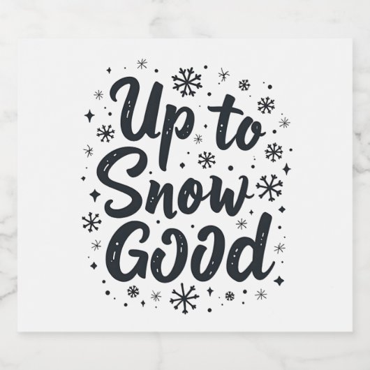 Bis zum Schnee Gute Sonne Winter Schneeflocken Wei Schaumweinetikett (Einzelnes Label)